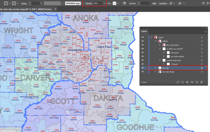 MN ZIP Code Map With Cities Counties