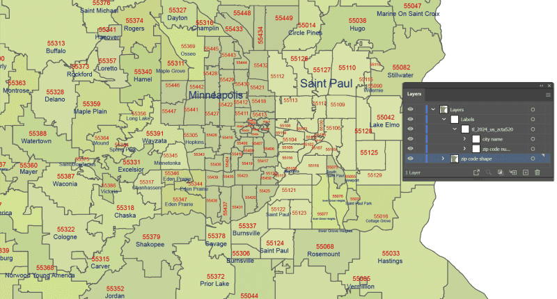 Minnesota ZIP Code Map With Cities