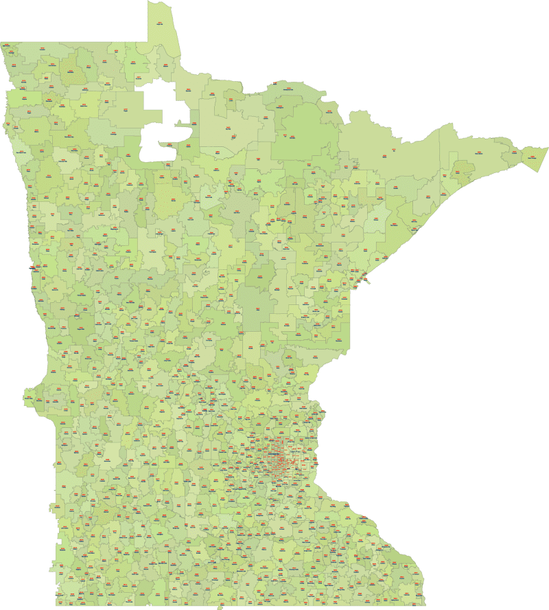 Minnesota ZIP Code Map With Cities