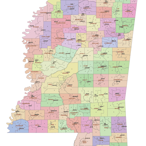 Mississippi County and Communities Map