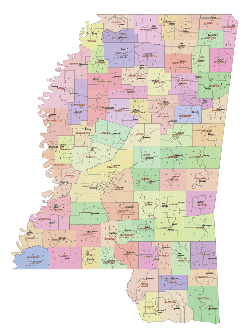 Mississippi County and Communities Map