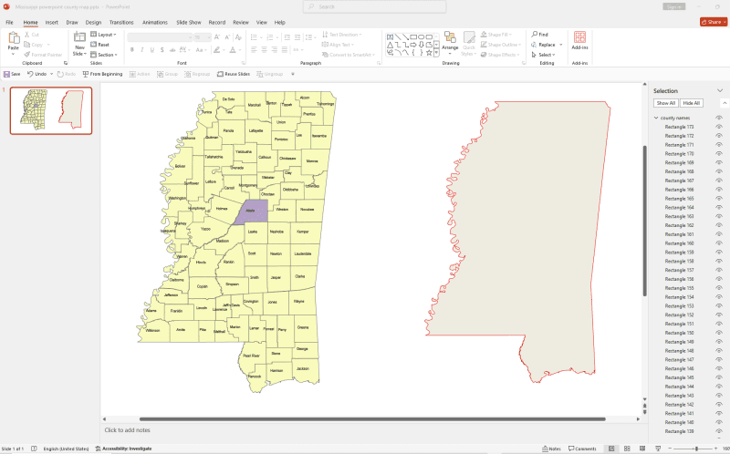 Mississippi PowerPoint Map