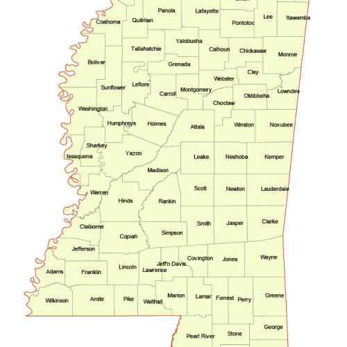 Mississippi Vector County Map