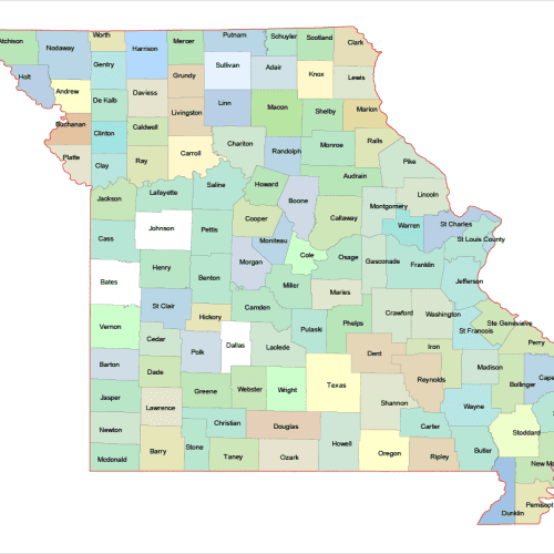 Missouri Colored County Map