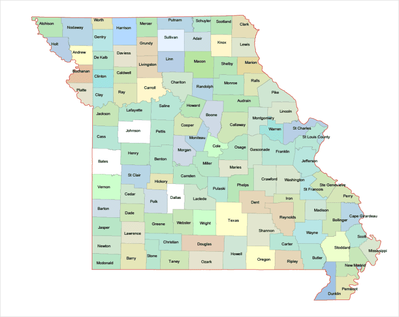 Missouri Colored County Map