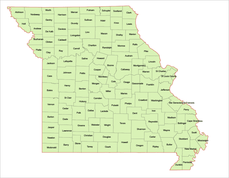 Missouri Vector County Map