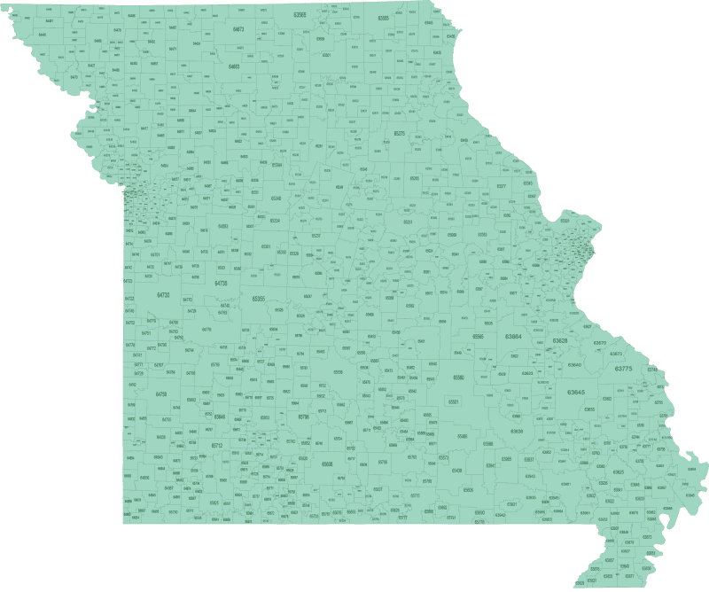 Missouri ZIP Code Map Basic