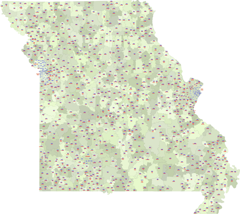 Missouri ZIP Code Map With Cities
