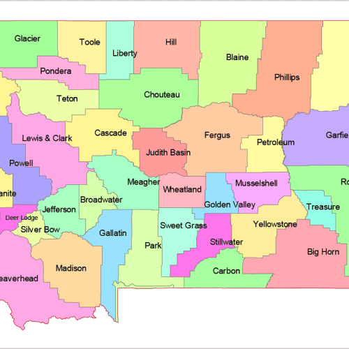 Montana Colored County Map