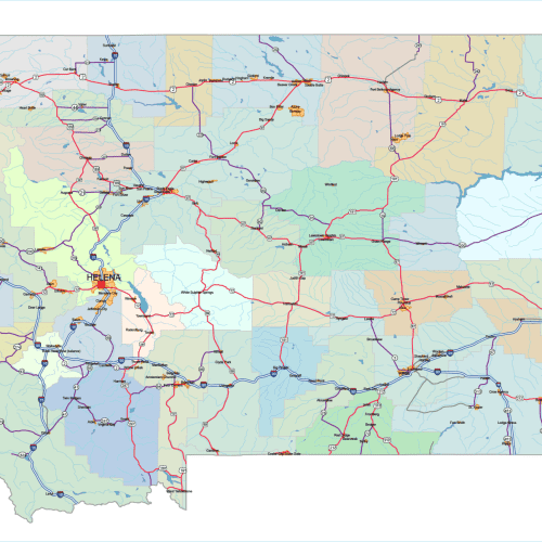 Montana Road and City Map