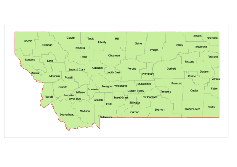 Montana Vector County Map