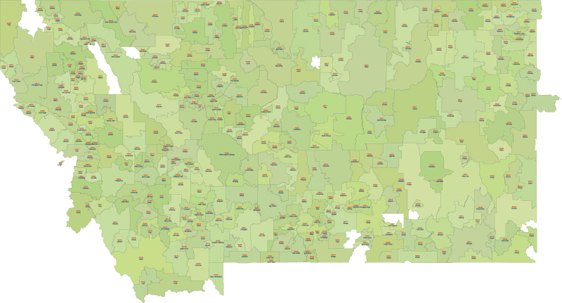 Montana ZIP Code Map With Cities