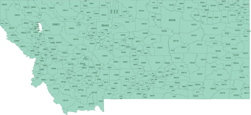 Montana ZIP-Code Map Basic