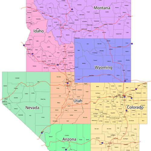 GeoPrime: Mountain Region County Map