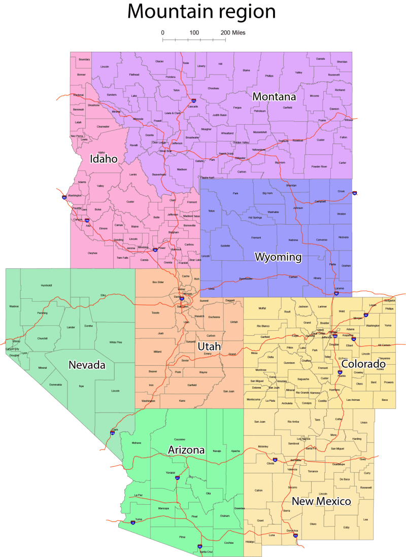 GeoPrime: Mountain Region County Map