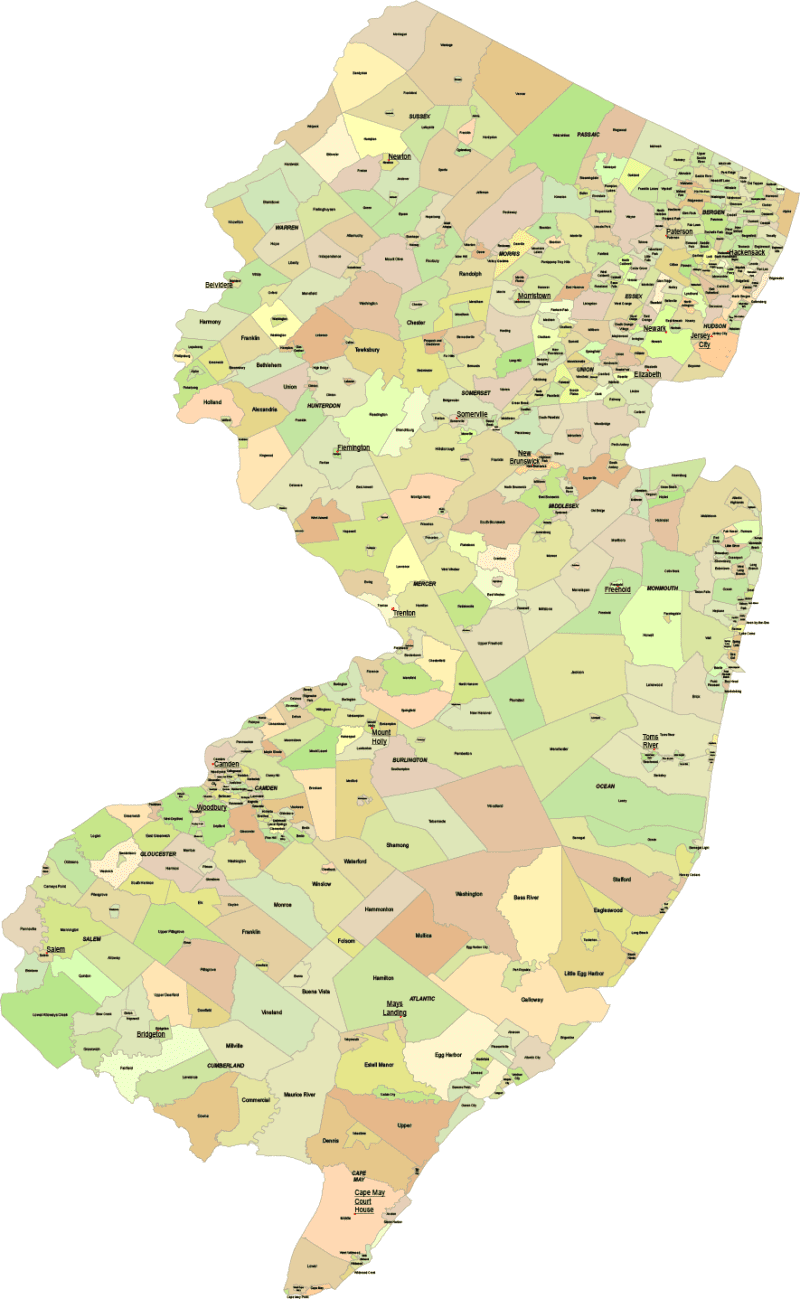 New Jersey County and Communities Map