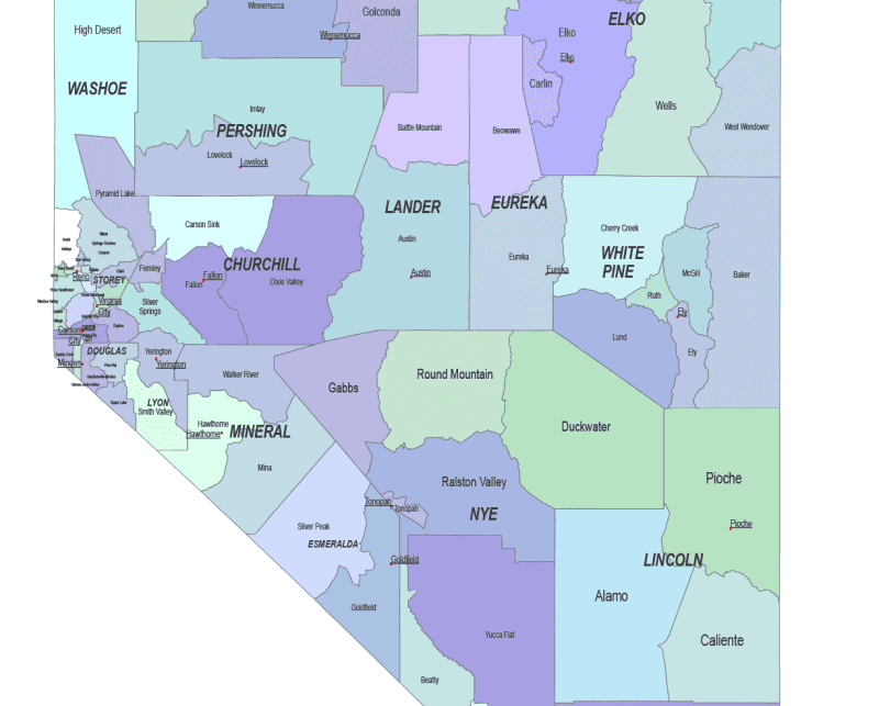 Nevada County and Communities Map