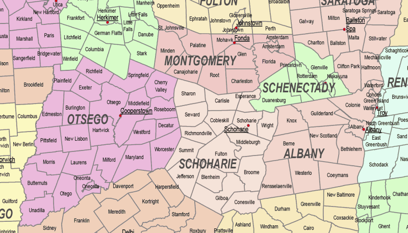 New York County and Communities Map