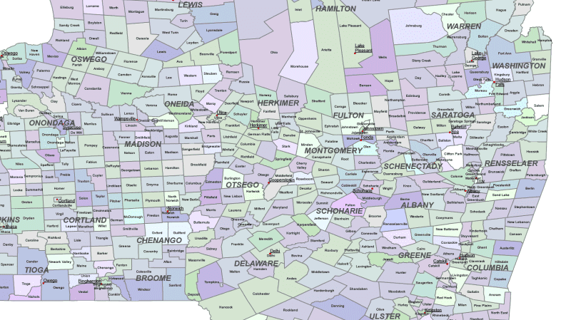 New York County and Communities Map