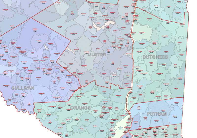 NY ZIP Codes With Cities Counties