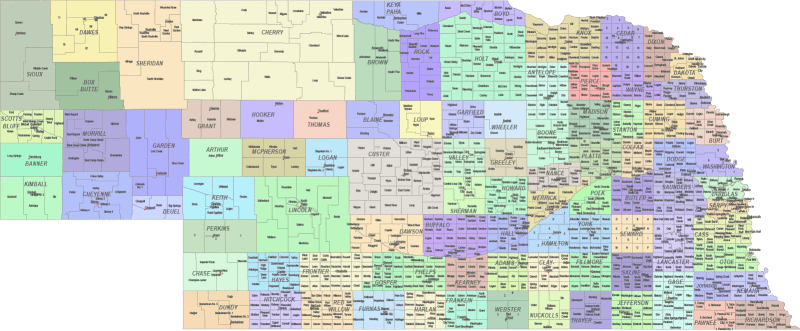 Nebraska County and Communities Map