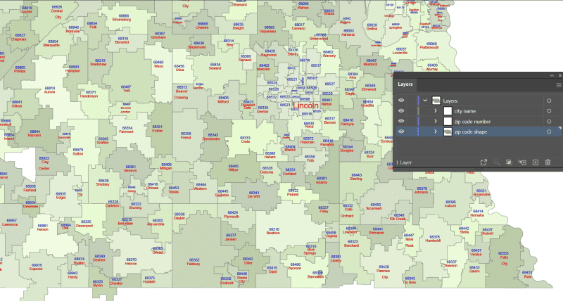 Nebraska ZIP Code Map With Cities