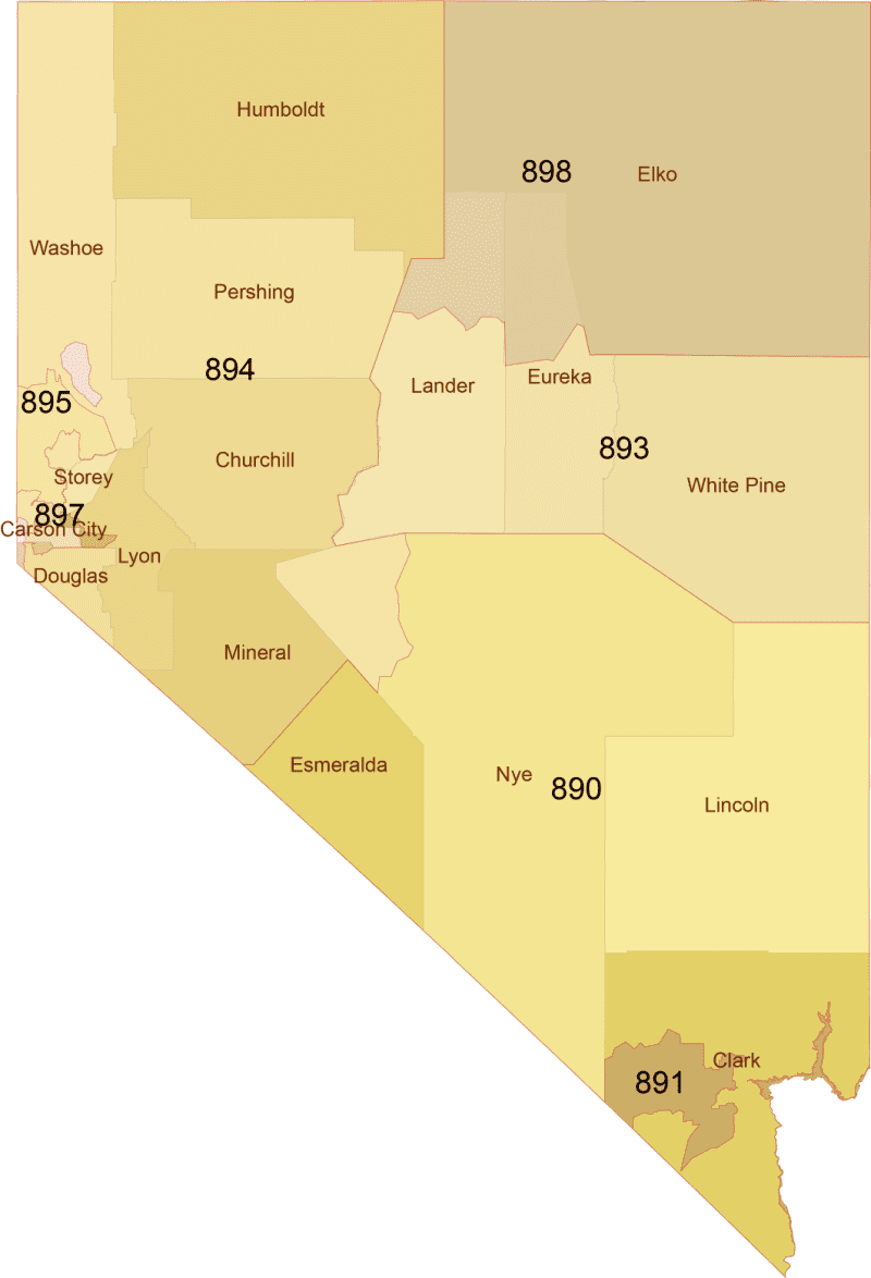 Nevada 3-digit-zip-code-map Nevada 3-Digit ZIP Code Map with Counties