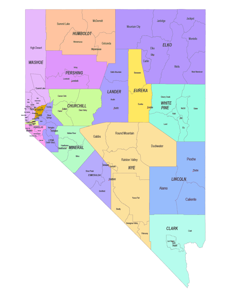 Nevada County and Communities Map