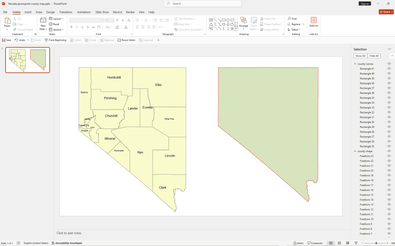 Nevada Powerpoint County Map