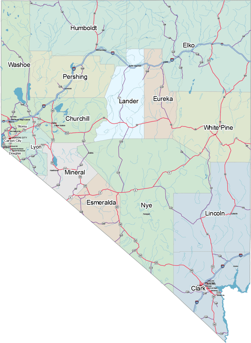 Nevada Road and City Map