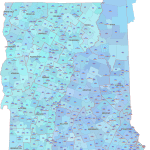 NH VT ZIP Map With Cities Counties