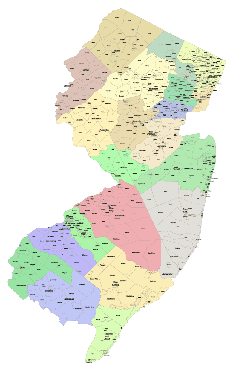 New Jersey County and Communities Map