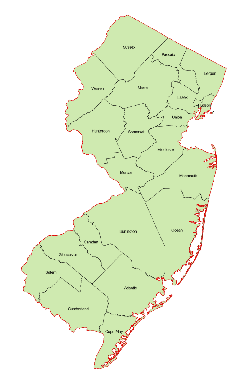 New Jersey Vector County Map