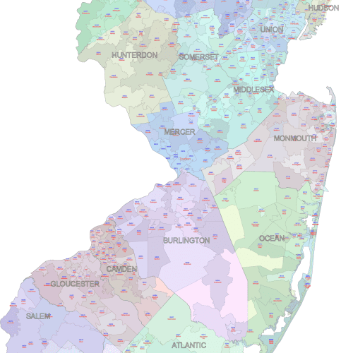NJ Zip Codes with Cities and Counties