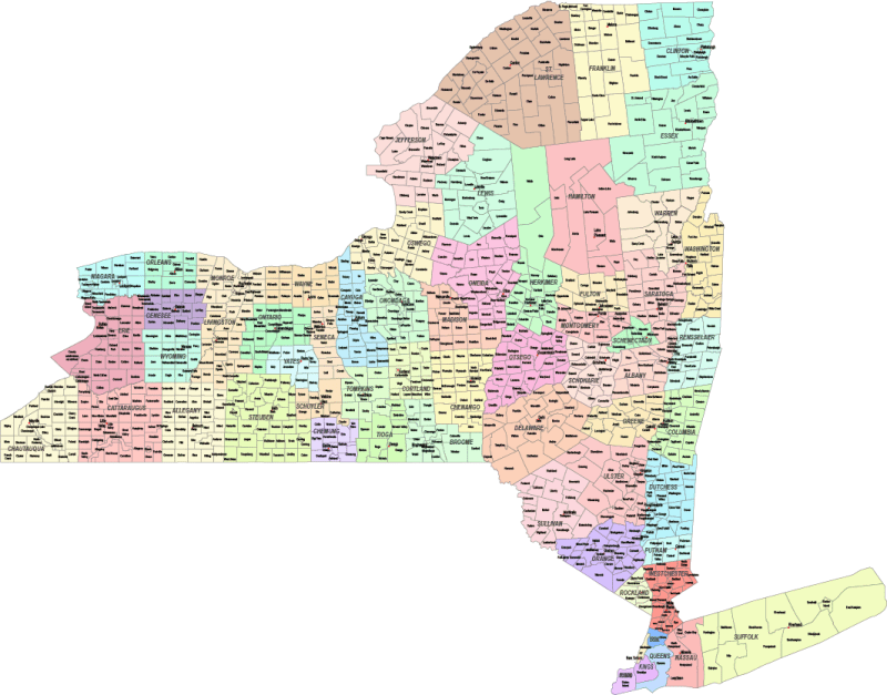 New York County and Communities Map