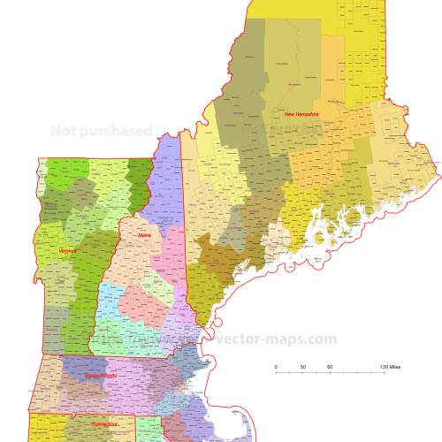 New England Communities Vector Map – Adobe Illustrator (AI)