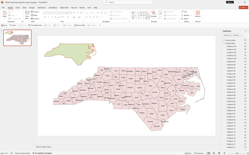 North Carolina PowerPoint Map