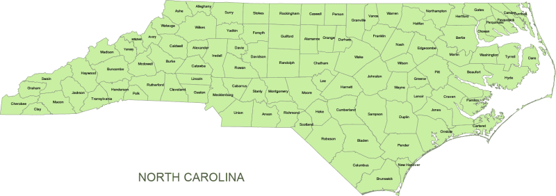 North Carolina Vector County Map