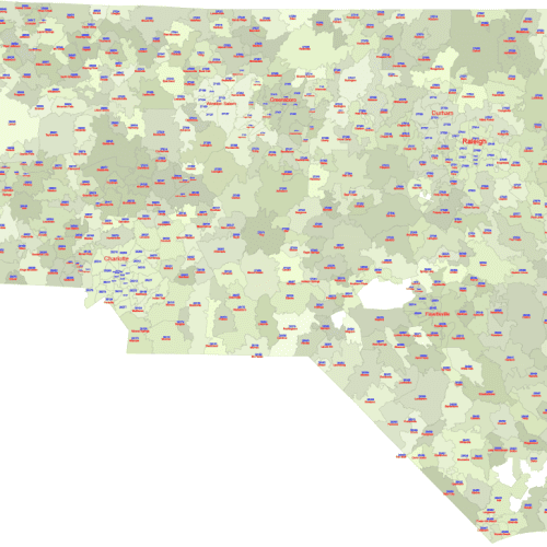NC ZIP Code Map With Cities