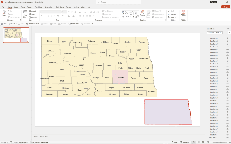 North Dakota PowerPoint Map