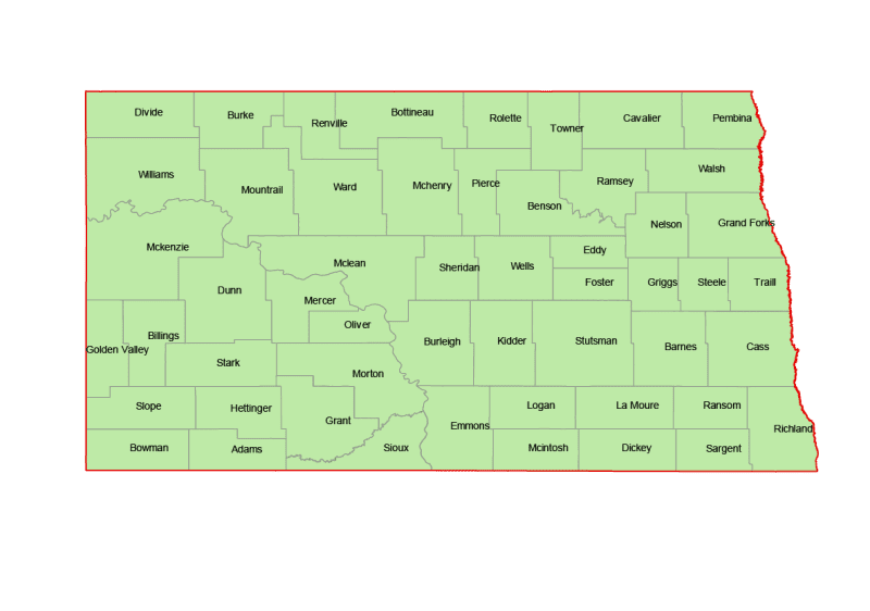North Dakota Vector County Map