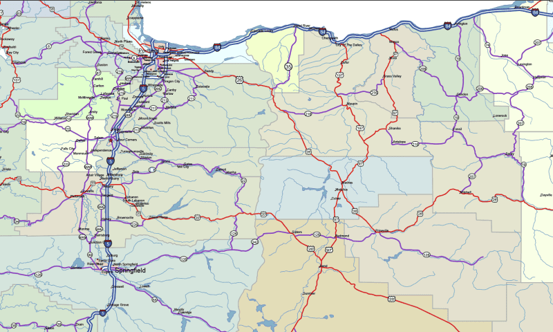 Oregon Road and City Map