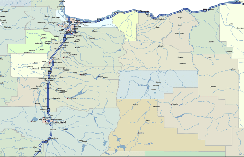 Oregon Road and City Map
