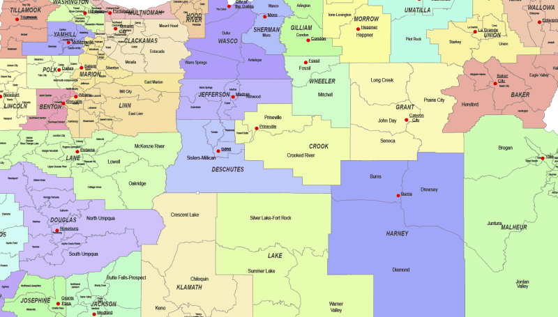 Oregon State Communities Map
