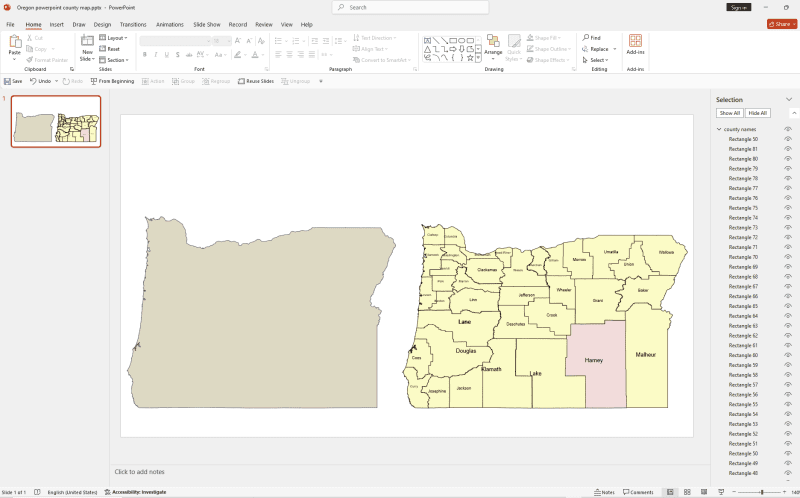Oregon County PowerPoint Map