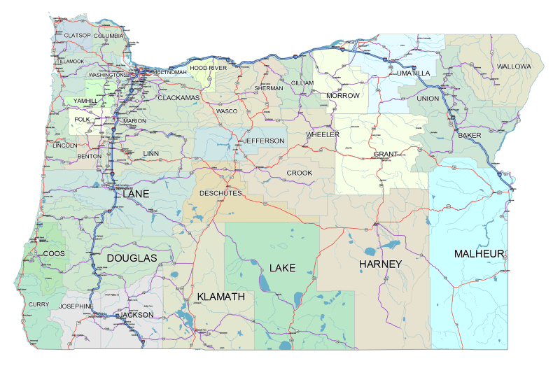 Oregon Road and City Map