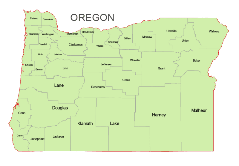 Oregon Vector County Map