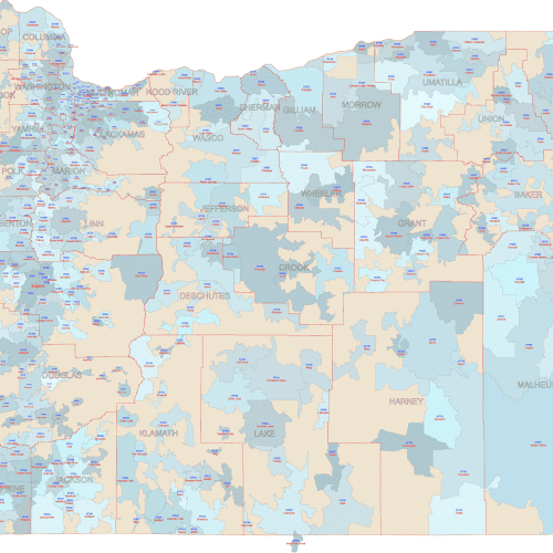 OR ZIP Code With Cities And Counties