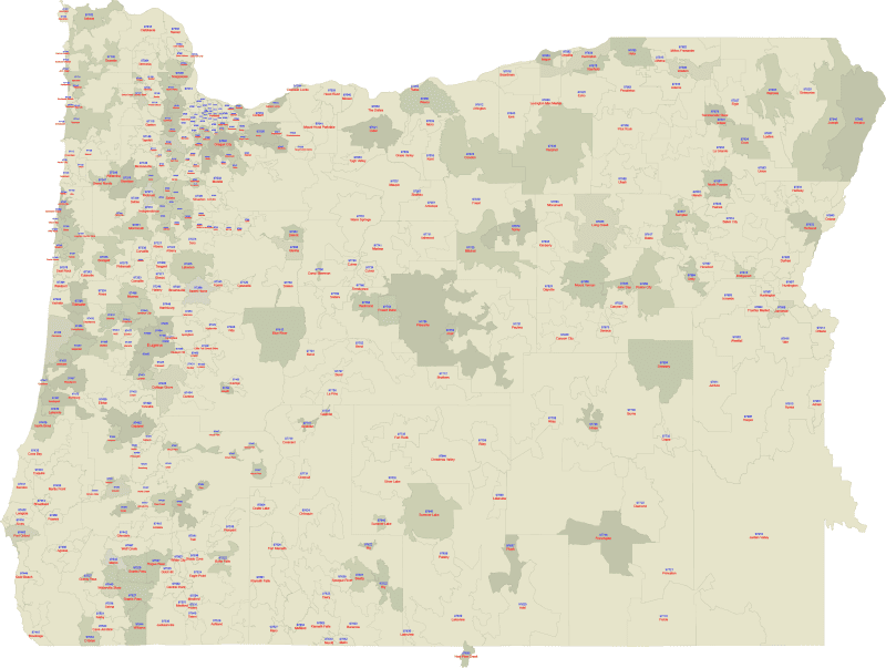 Oregon ZIP Code Map With Cities