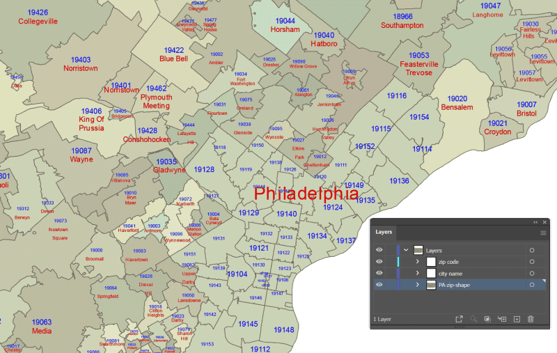 Pennsylvania ZIP Code Map With Cities